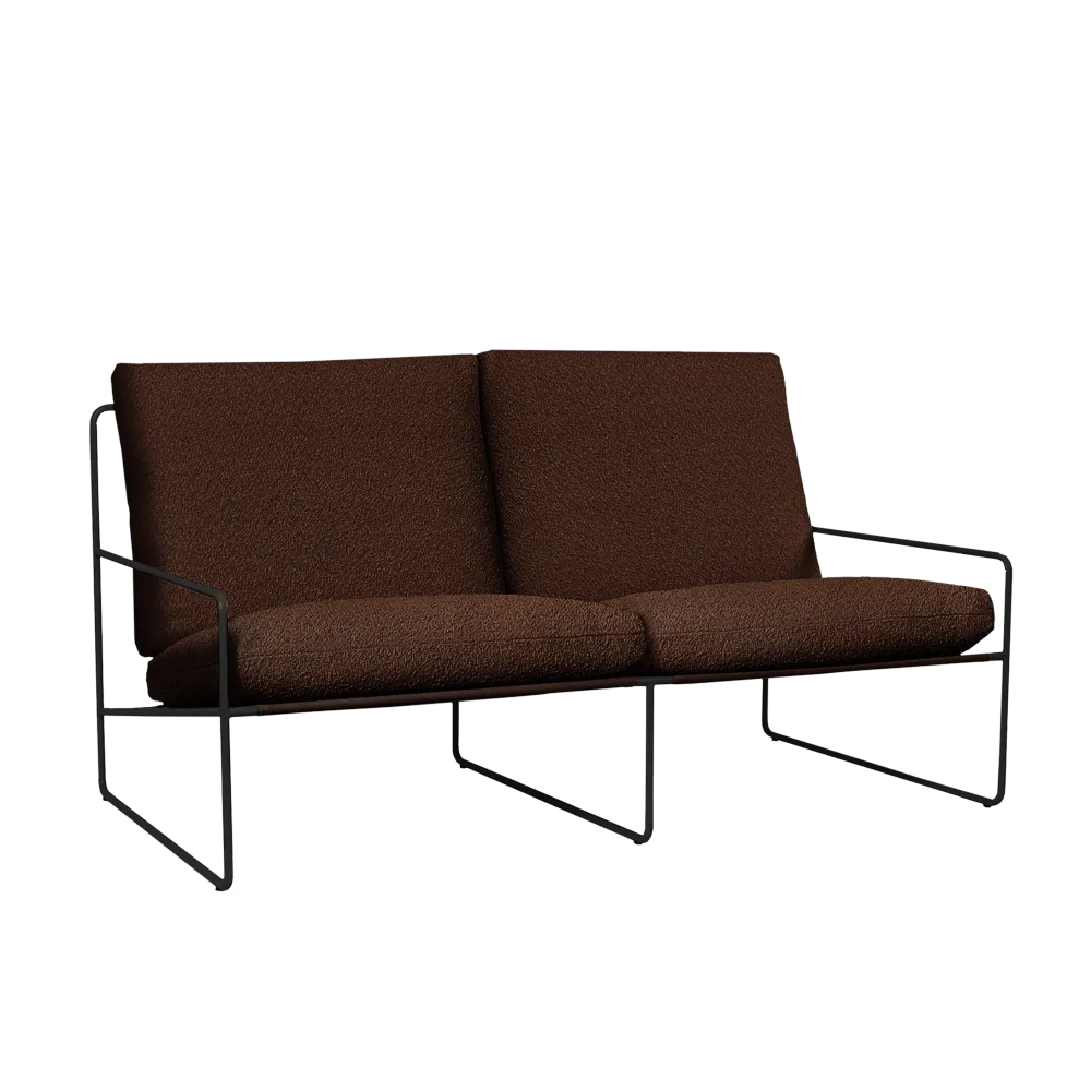 Sofa 2-osobová venkovní DESERT hnědý boucle s černým podstavcem