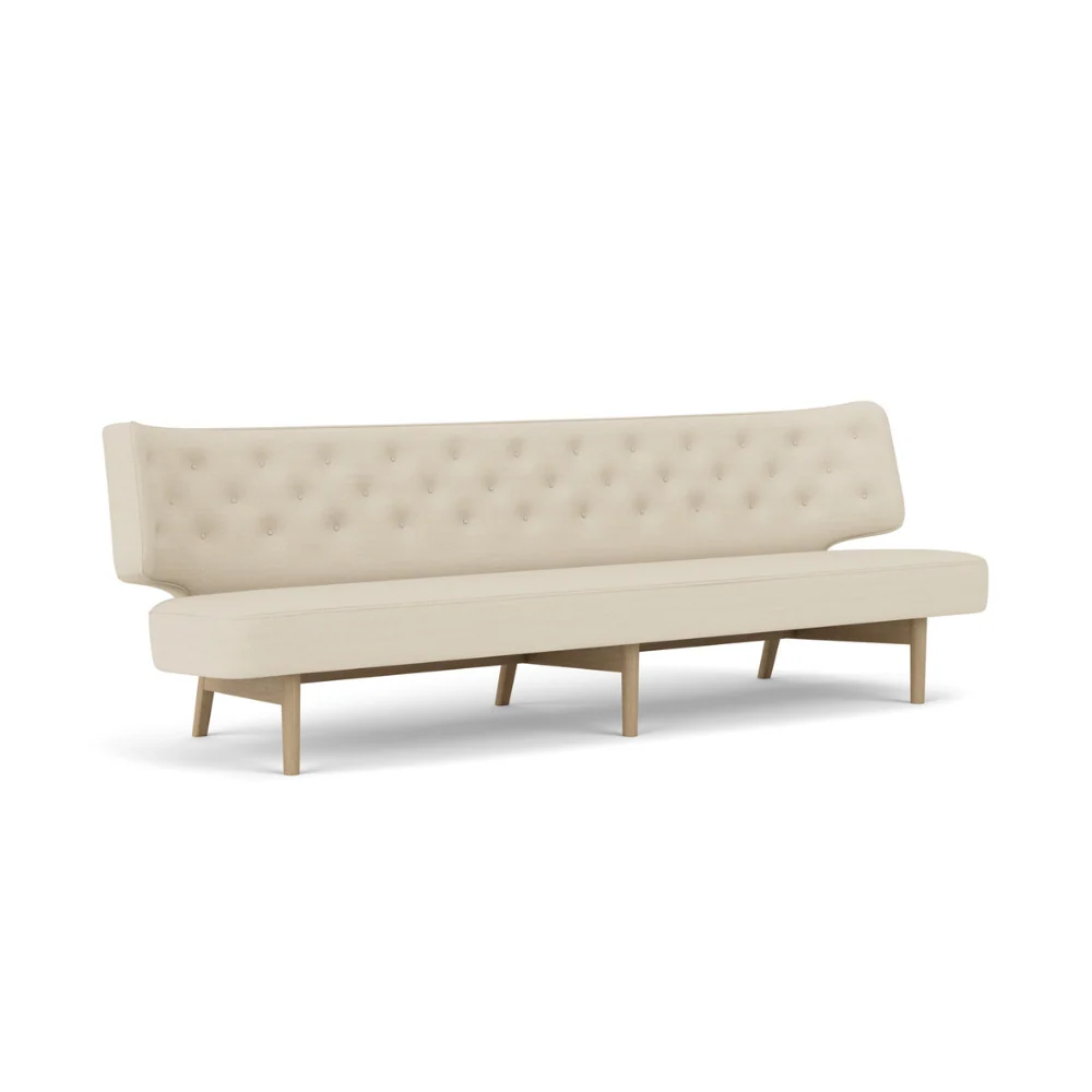 Sofa 3-osobová RADIOHUS béžová s dubovým podstavcem