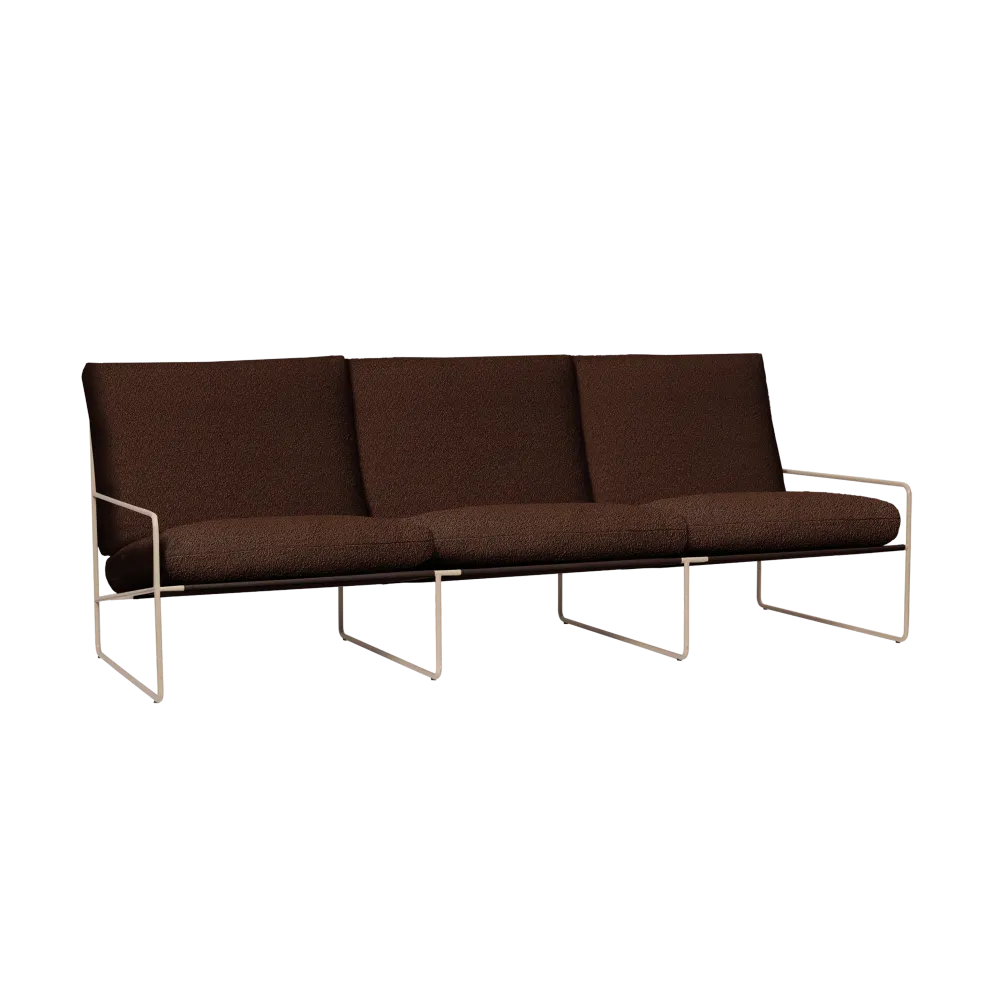 Sofa 3-osobová venkovní DESERT hnědý boucle s béžovým podstavcem