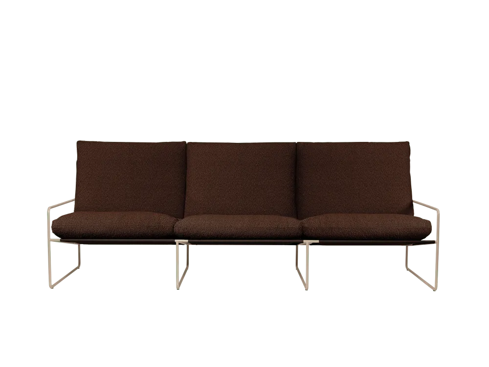 Sofa 3-osobová venkovní DESERT hnědý boucle s béžovým podstavcem