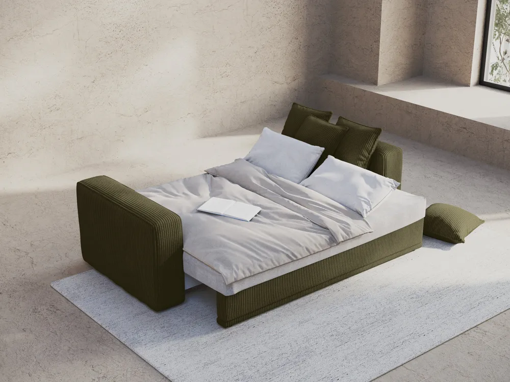 Sofa s funkcí spaní RIBES zelený štruks