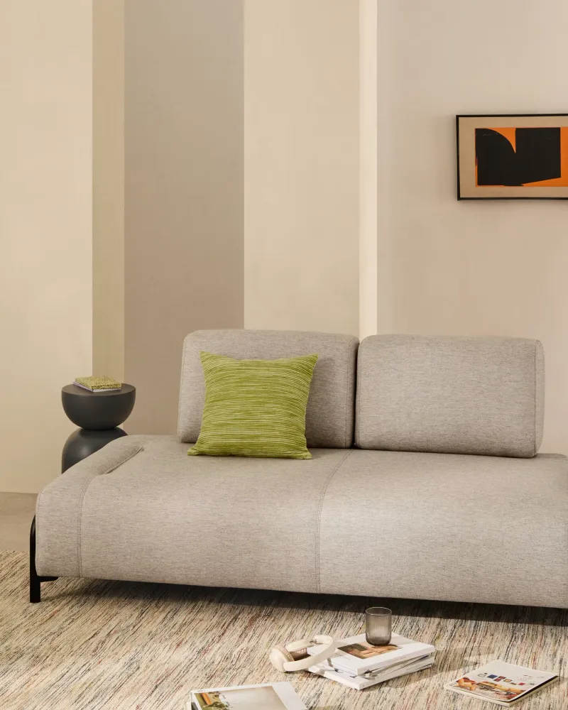 Sofa modulární 2-místná COMPO šedobéžová s černým podstavcem