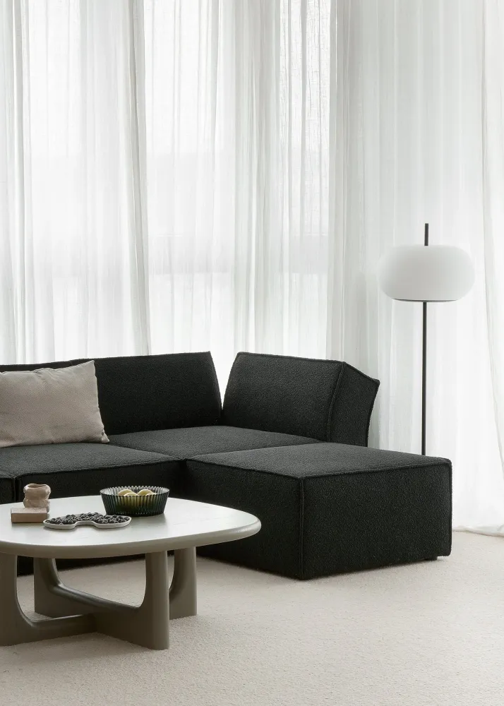 Sofa modulární ANDO - modul levostranný bílý boucle