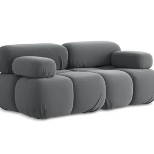 Sofa modulární sametová 2-místná LOKUA ocelově šedá