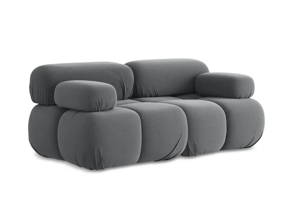 Sofa modulární sametová 2-místná LOKUA ocelově šedá