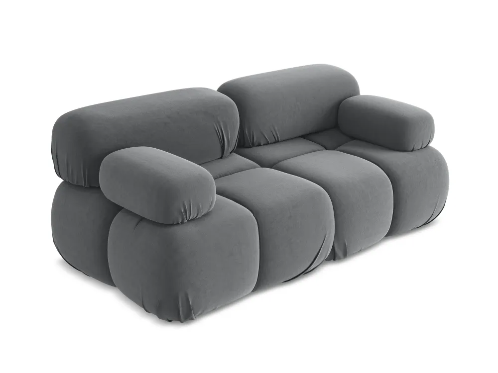 Sofa modulární sametová 2-místná LOKUA ocelově šedá