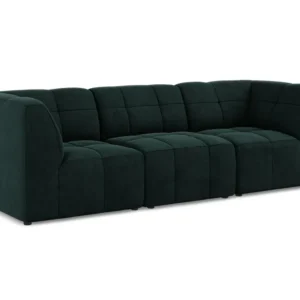 Sofa modulární sametová 3-místná ALOHA šedozelená