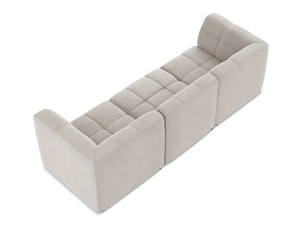 Sofa modulární sametová 3-místná ALOHA světle béžová