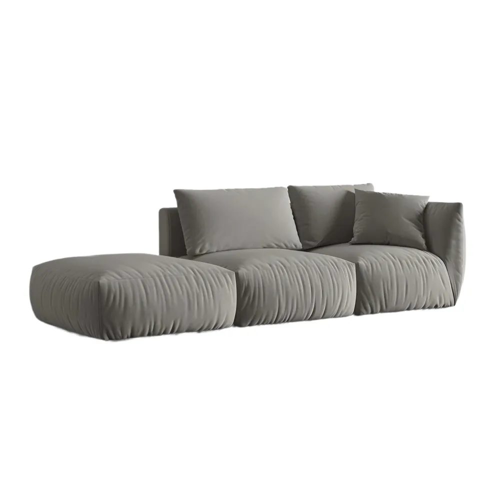Sofa modulární sametová 3-místná levostranná CHRIS šedá