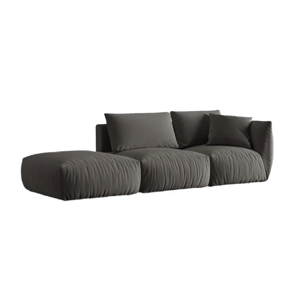 Sofa modulární sametová 3-místná levostranná CHRIS tmavě šedá