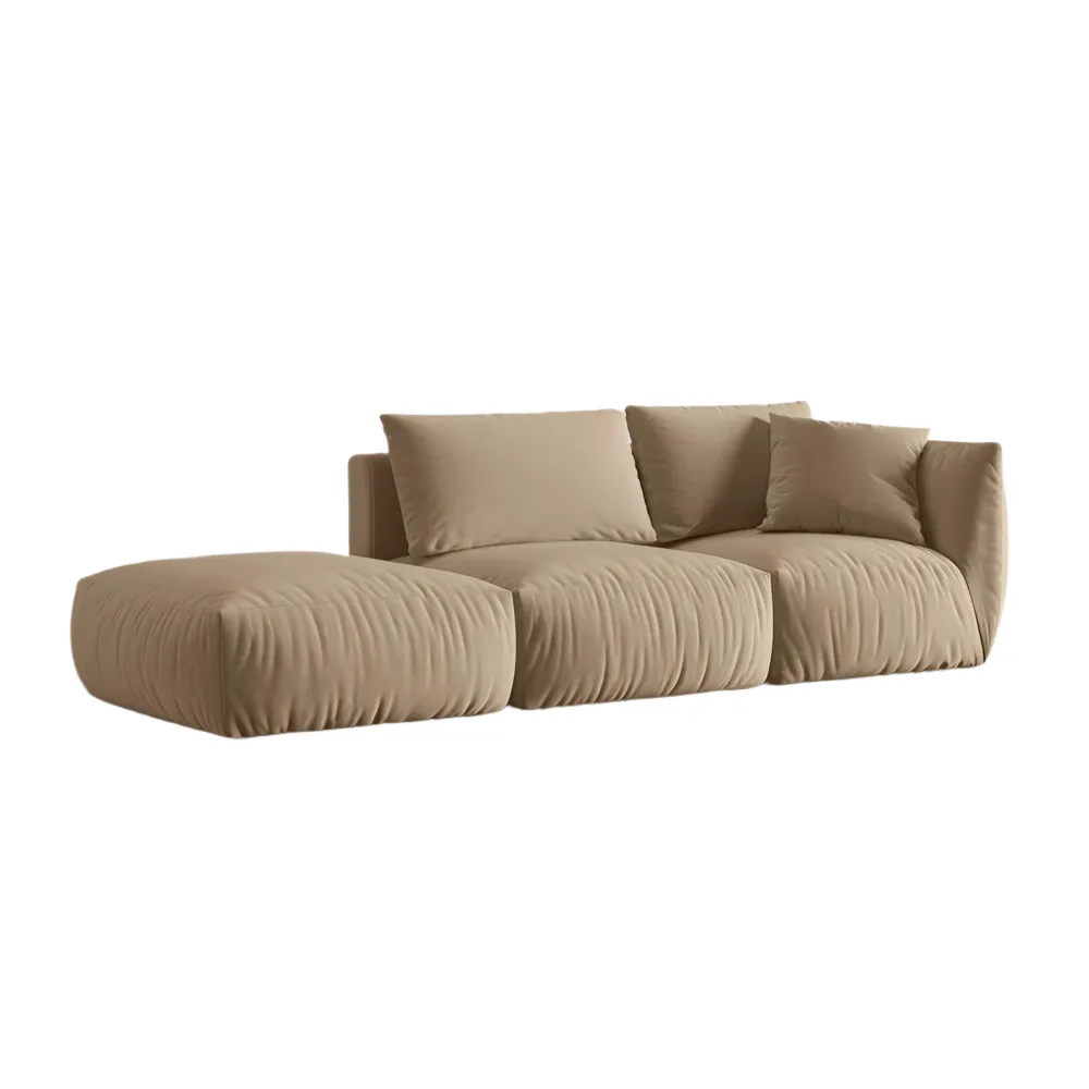 Sofa modulární sametová 3-místná levostranná CHRIS písková
