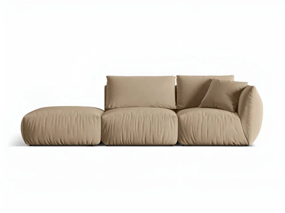 Sofa modulární sametová 3-místná levostranná CHRIS písková