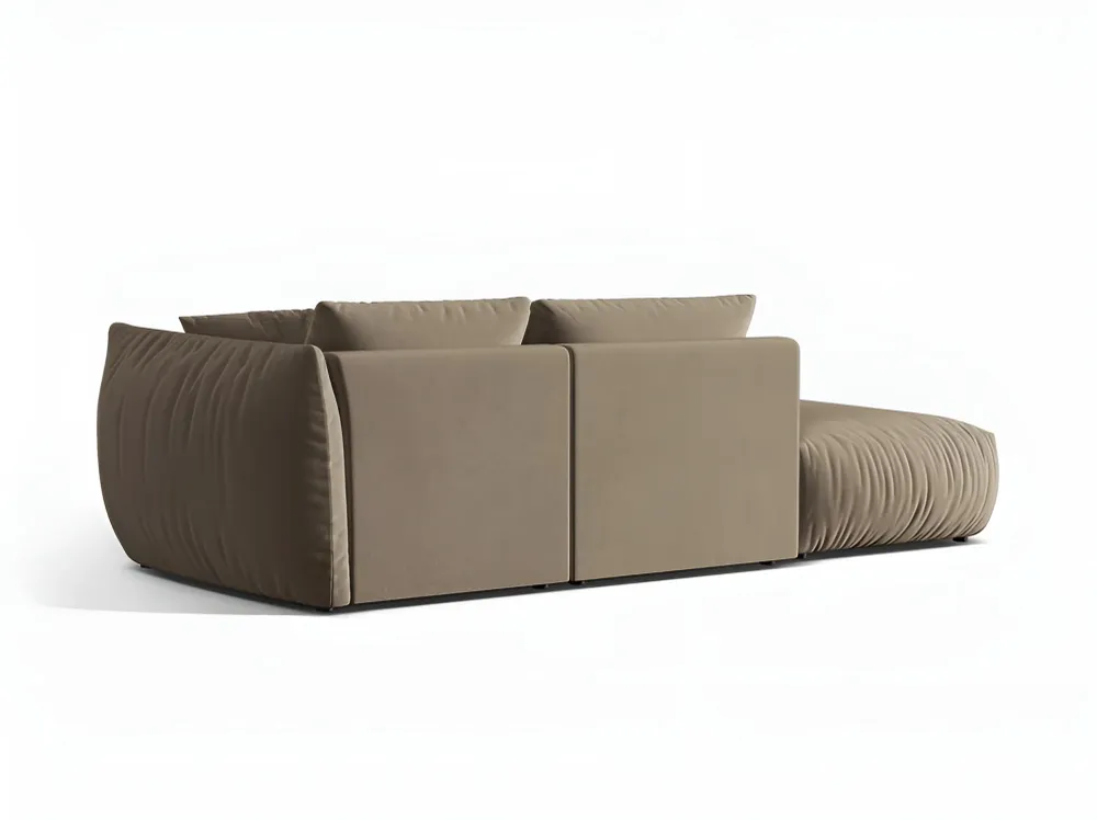 Sofa modulární sametová 3-místná levostranná CHRIS světle hnědá