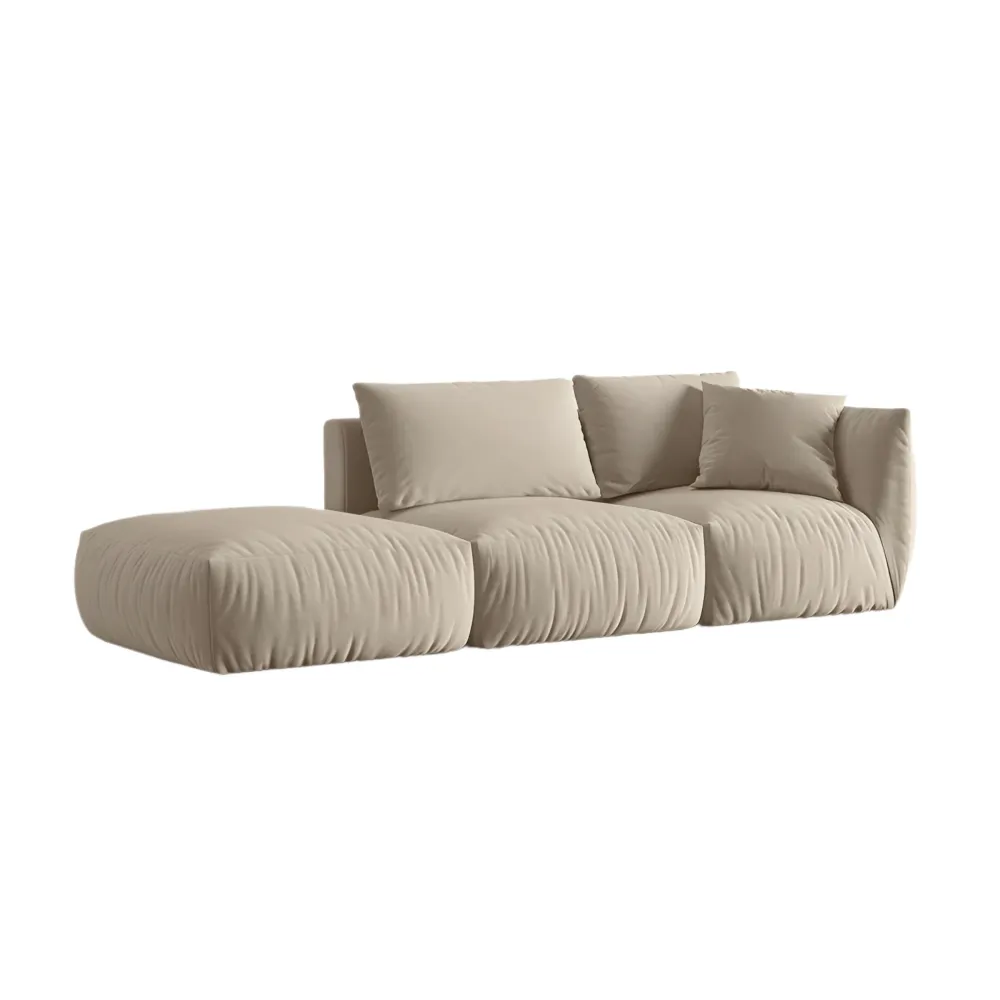 Sofa modulární sametová 3-místná levostranná CHRIS ecru