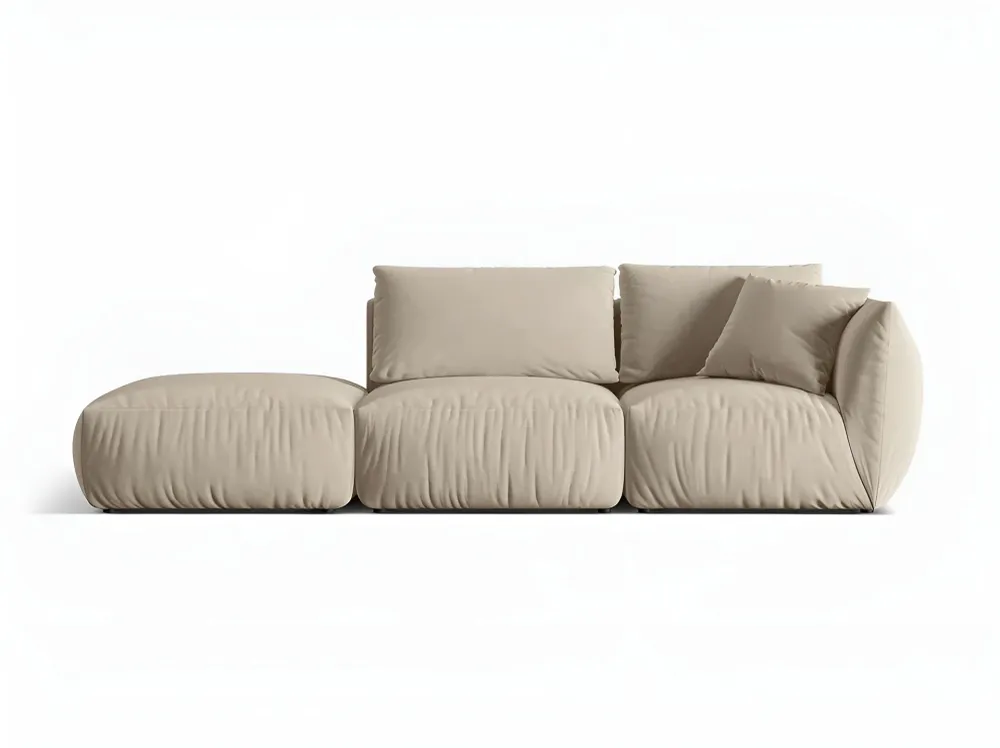Sofa modulární sametová 3-místná levostranná CHRIS ecru
