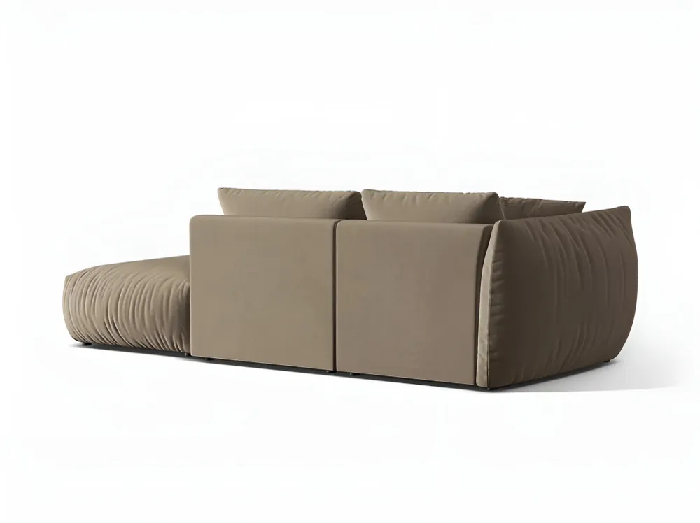 Sofa modulární sametová 3-místná pravostranná CHRIS světle hnědá