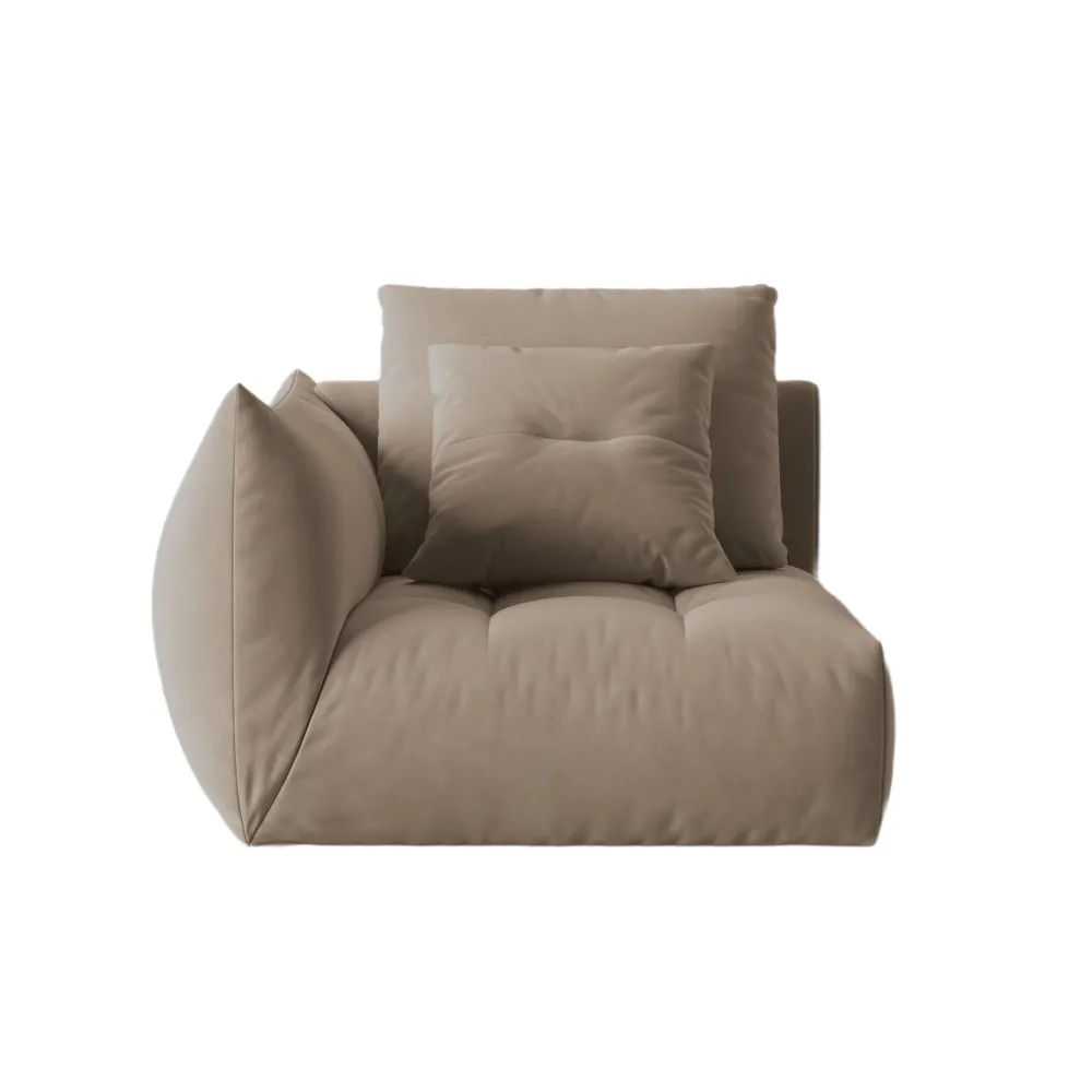 Sofa modulární sametová BLOOM - levý prvek světle hnědý