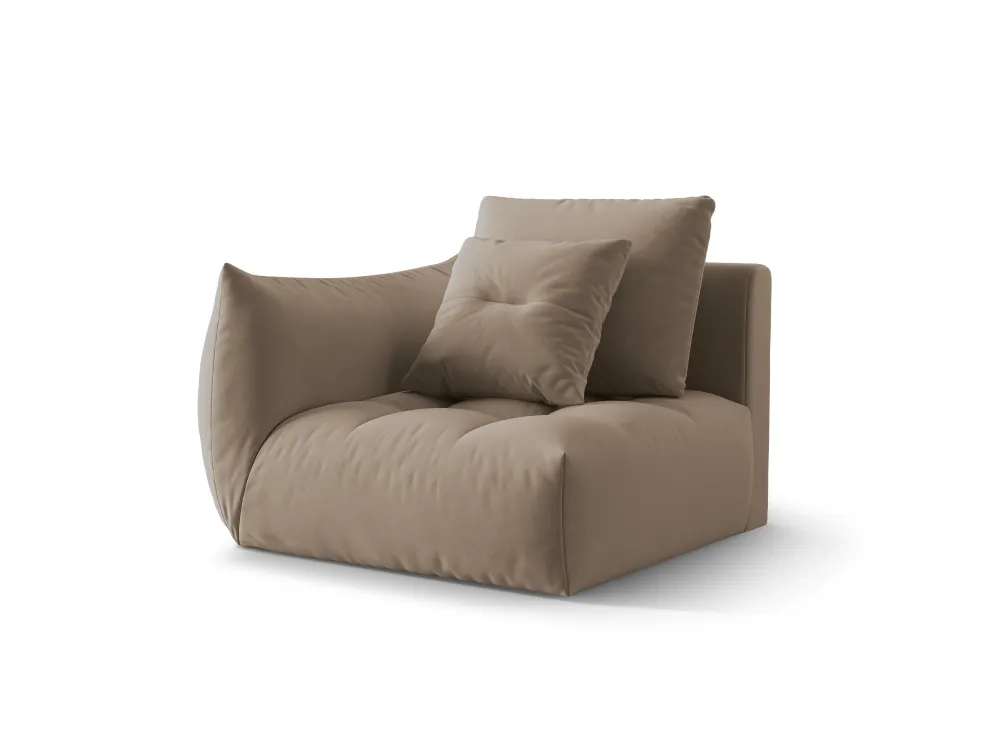 Sofa modulární sametová BLOOM - levý prvek světle hnědý