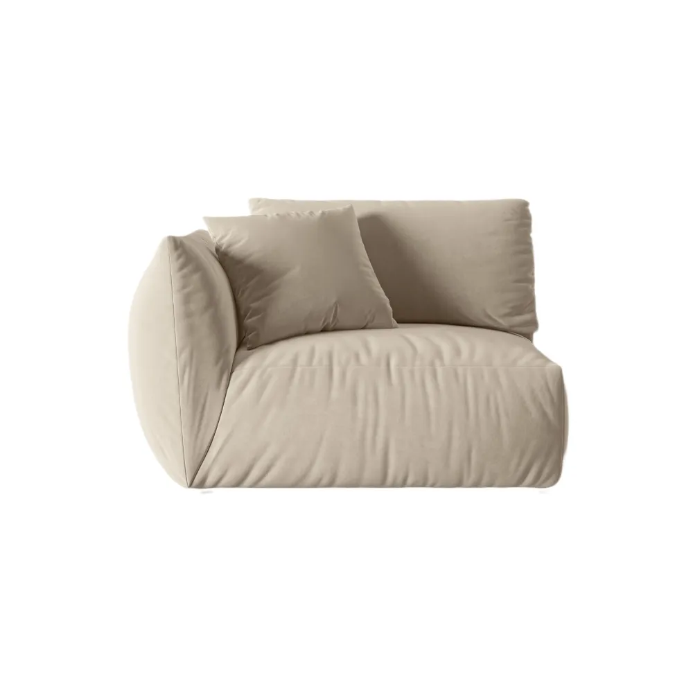 Sofa modulární sametová CHRIS - široký levý prvek ecru