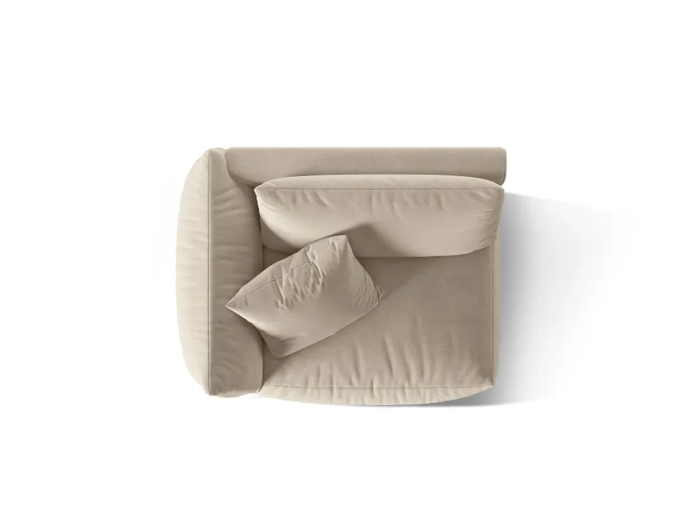 Sofa modulární sametová CHRIS - široký levý prvek ecru