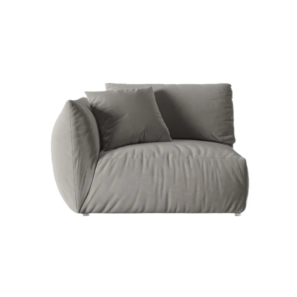 Sofa modulární sametová CHRIS - široký levý prvek šedý