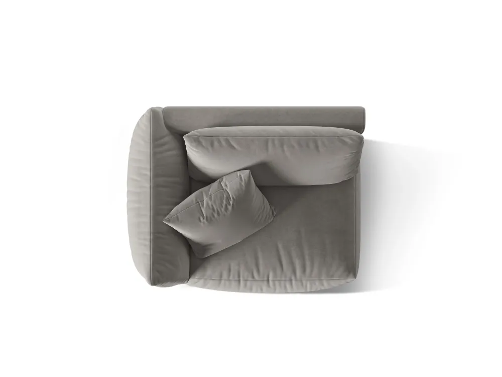 Sofa modulární sametová CHRIS - široký levý prvek šedý