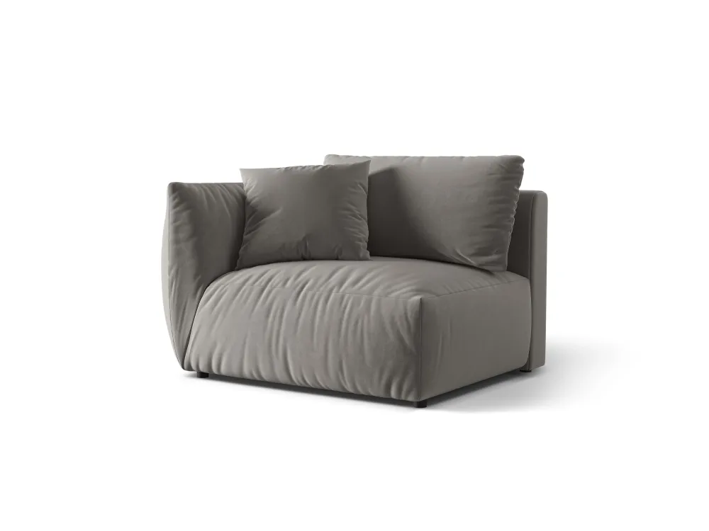 Sofa modulární sametová CHRIS - široký levý prvek šedý