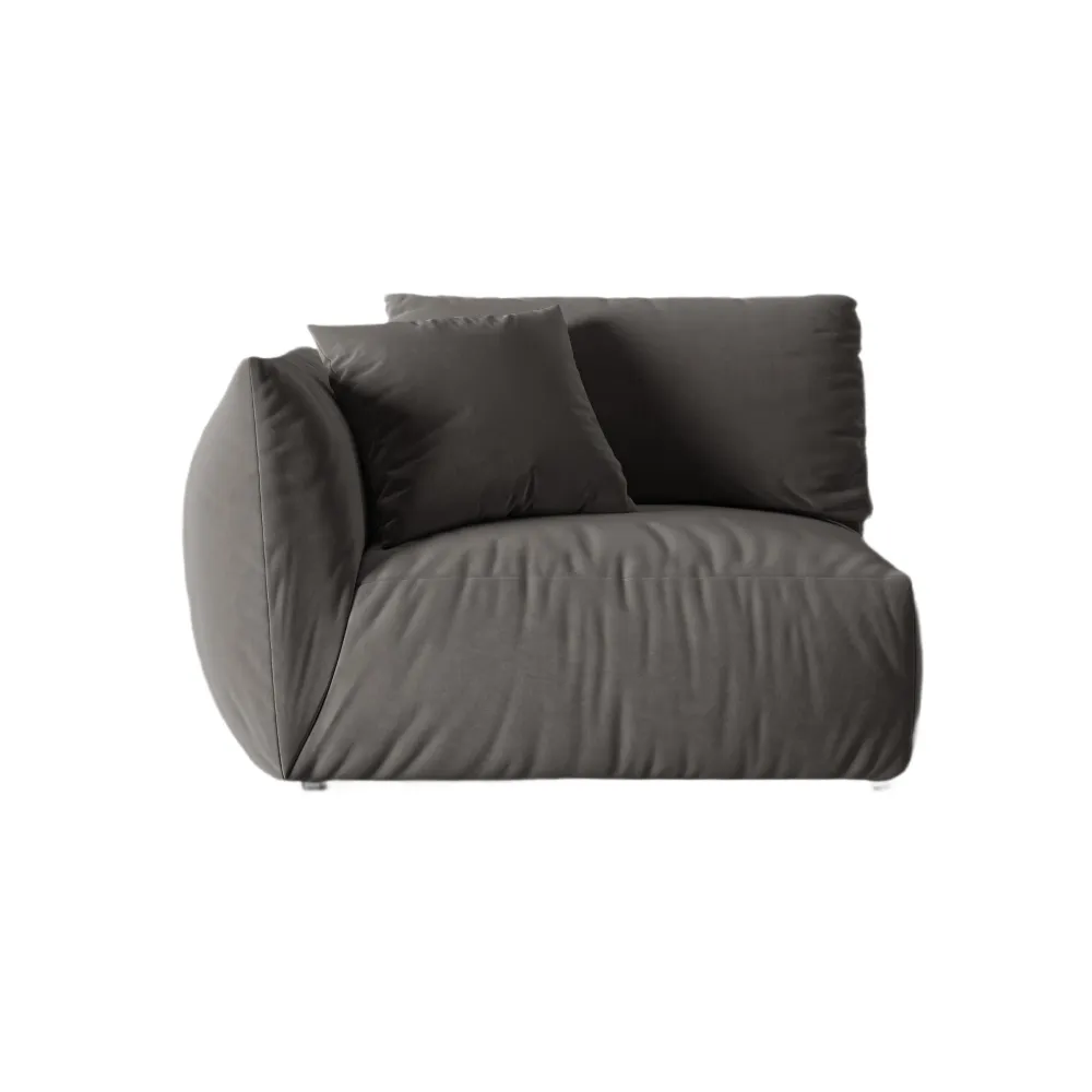 Sofa modulární sametová CHRIS - široký levý prvek tmavě šedý