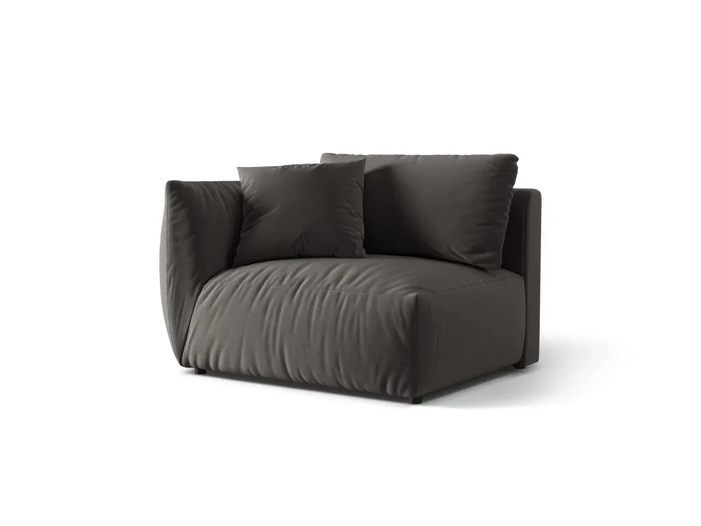 Sofa modulární sametová CHRIS - široký levý prvek tmavě šedý