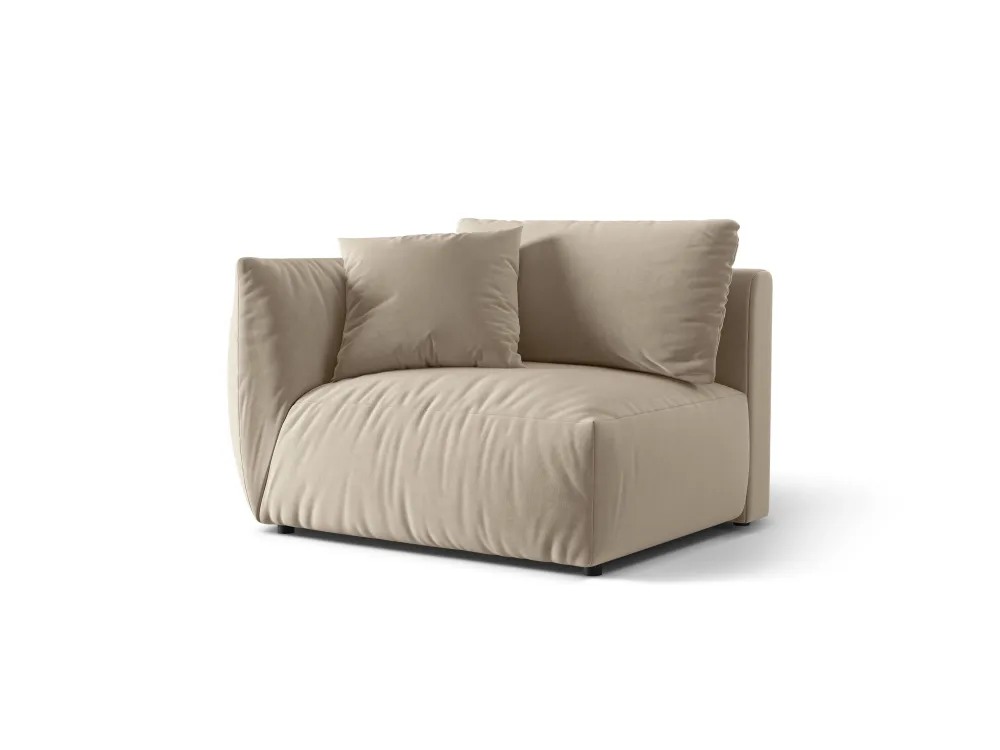 Sofa modulární sametová CHRIS - široký levý prvek ecru