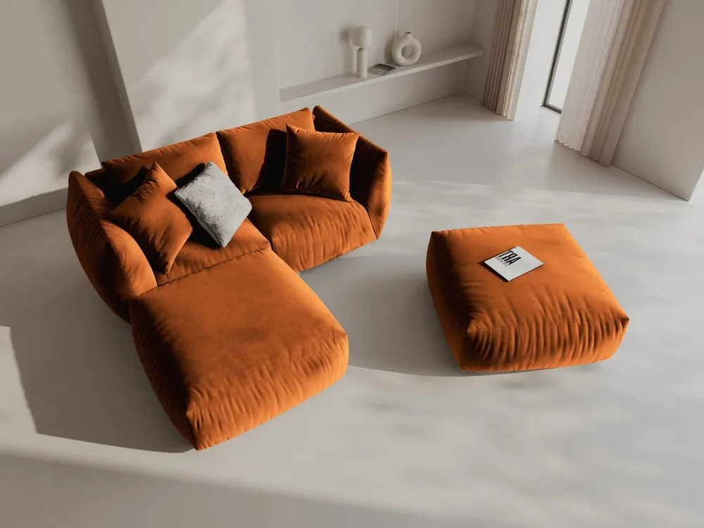 Sofa modulární sametová CHRIS - široký pravý prvek terracotta