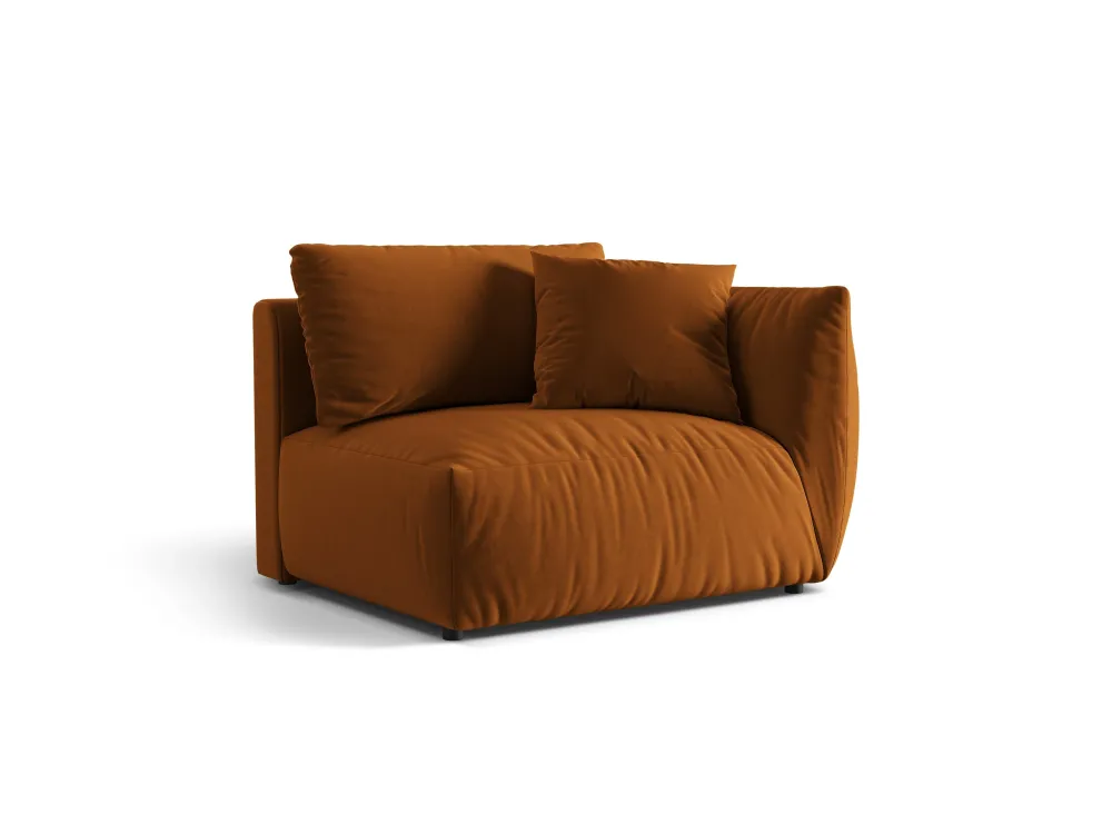 Sofa modulární sametová CHRIS - široký pravý prvek terracotta