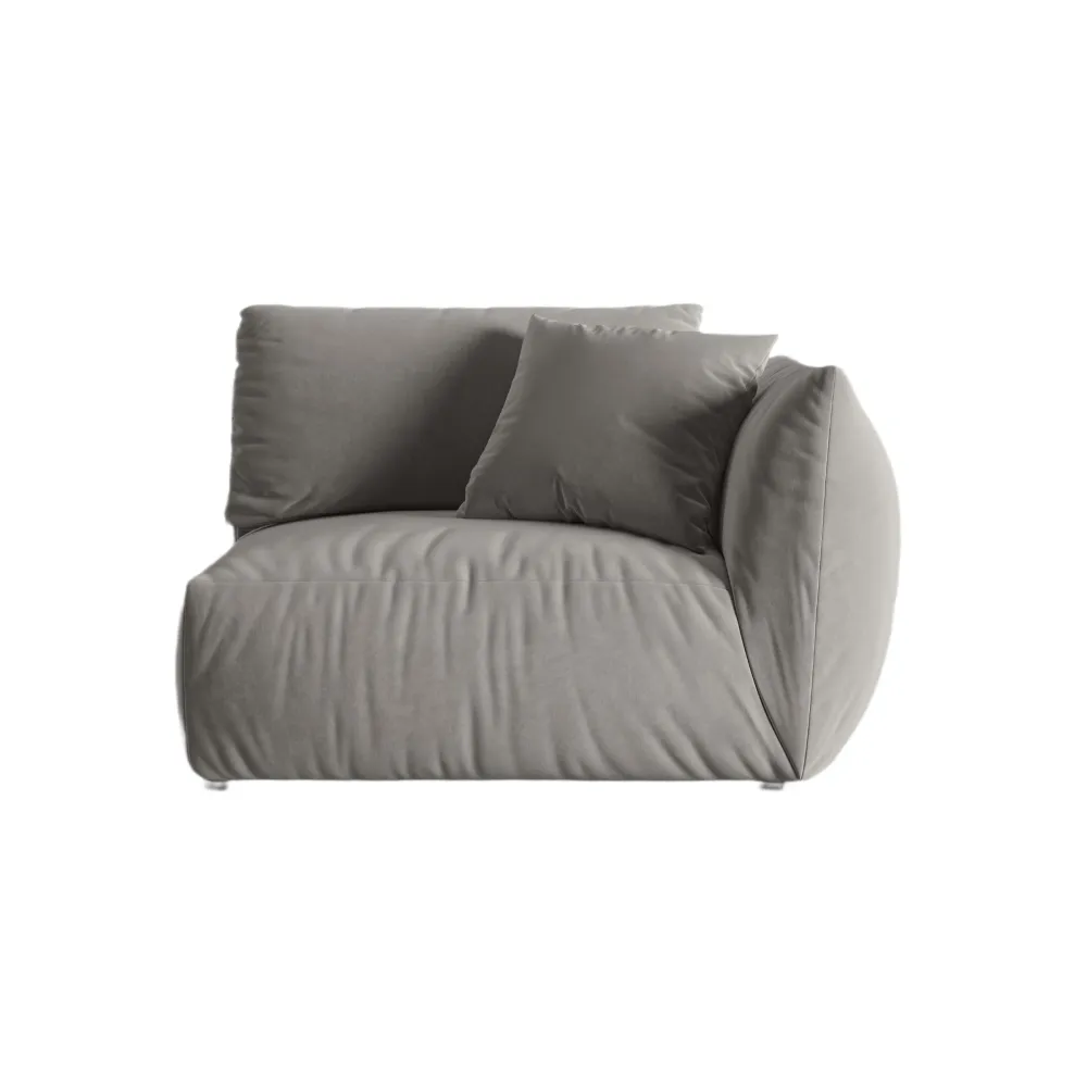 Sofa modulární sametová CHRIS - široký pravý prvek šedý