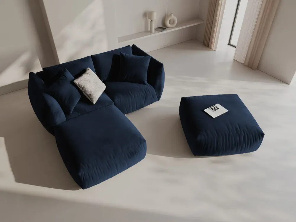 Sofa modulární sametová CHRIS - široký prvek pravý královská modř