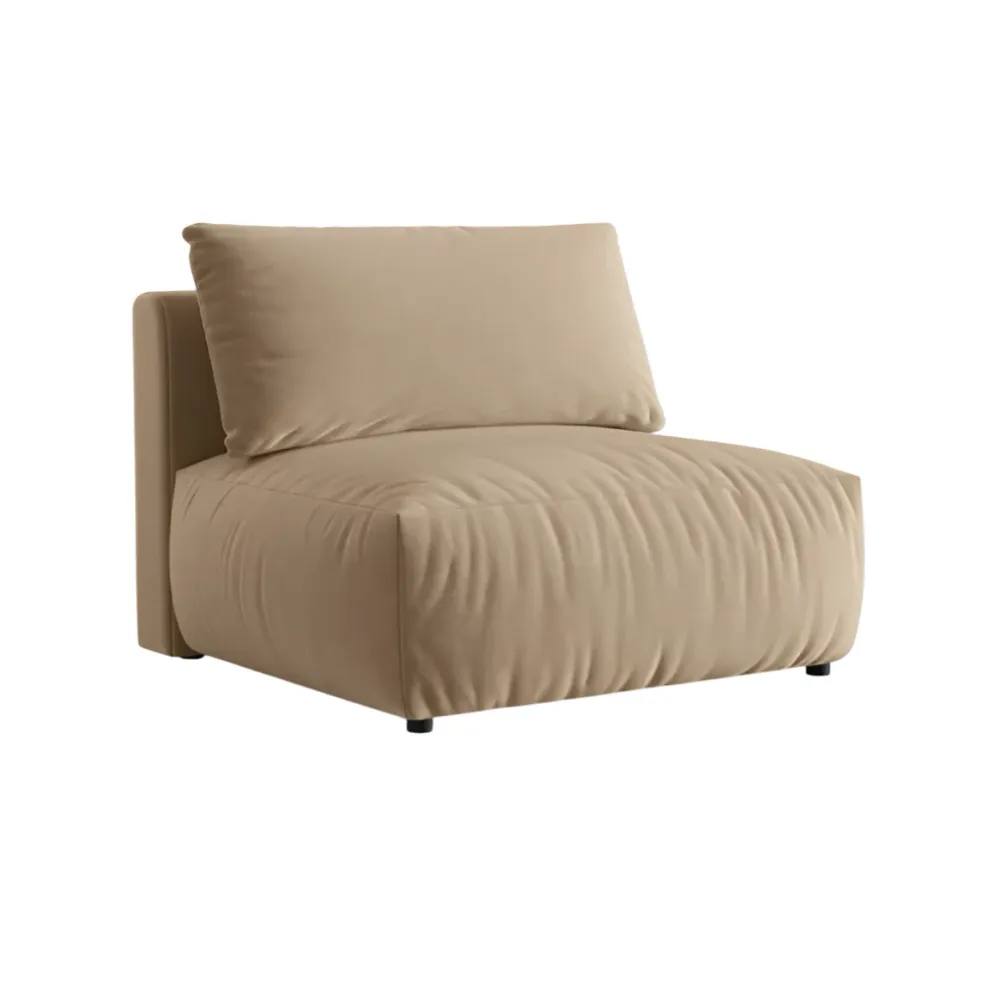 Sofa modulární sametová CHRIS - široký středový prvek pískový