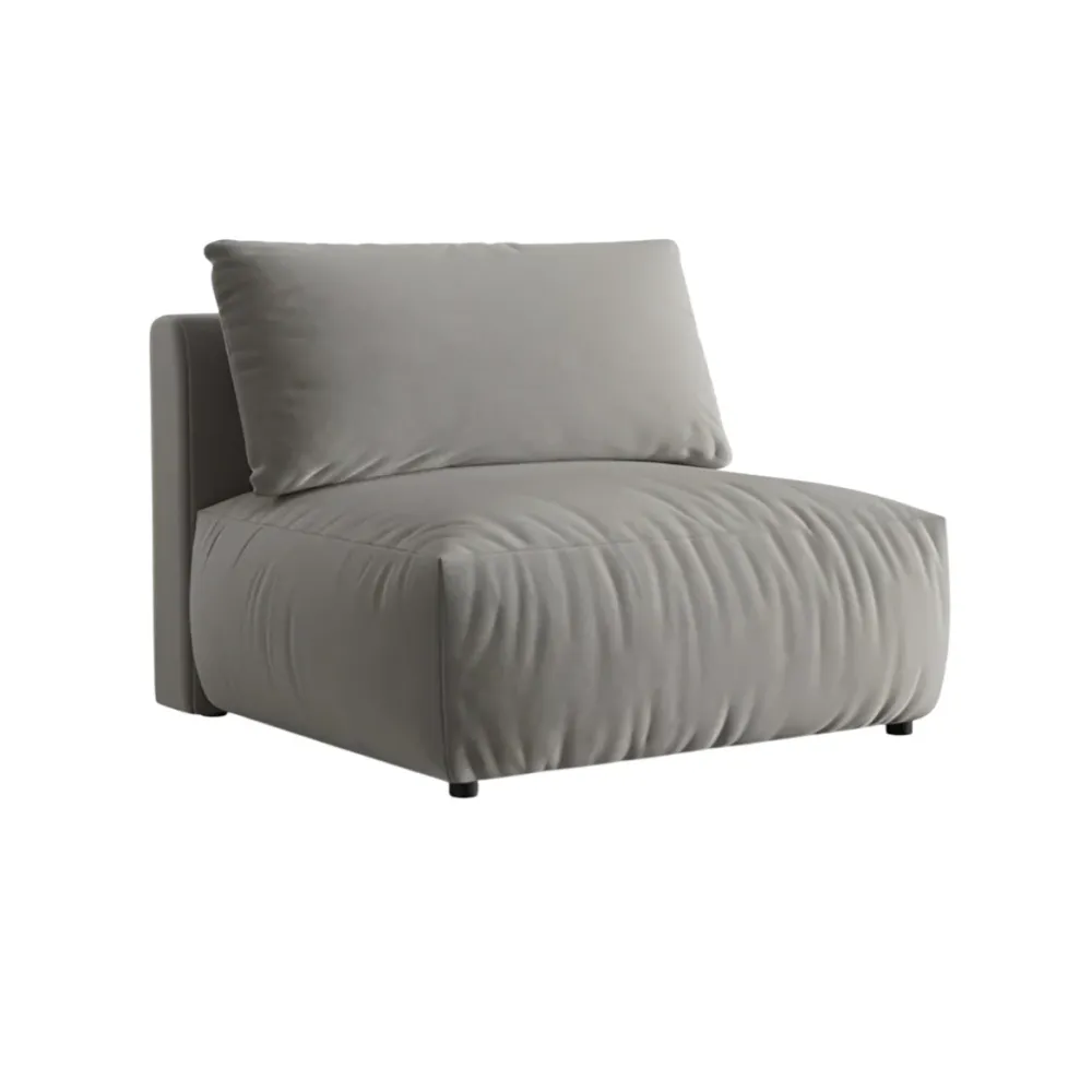 Sofa modulární sametová CHRIS - široký středový prvek šedý