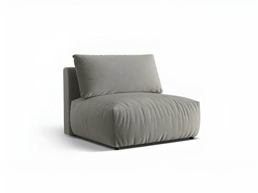 Sofa modulární sametová CHRIS - široký středový prvek šedý