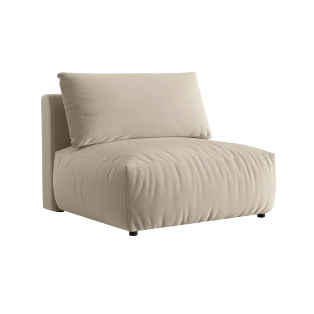 Sofa modulární sametová CHRIS - široký středový prvek ecru