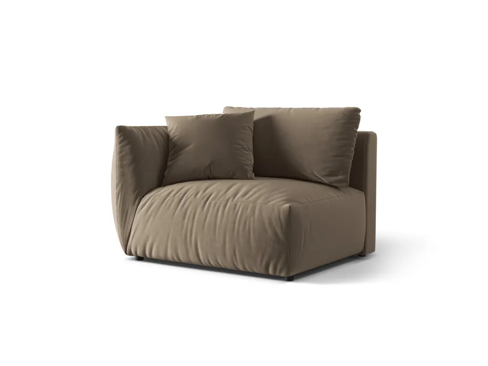 Sofa modulární sametová CHRIS - levý prvek světle hnědý