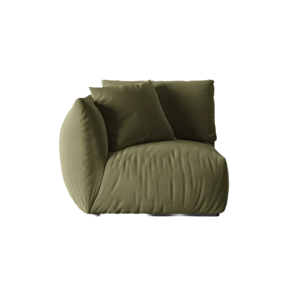 Sofa modulární sametová CHRIS - levý prvek světle zelený