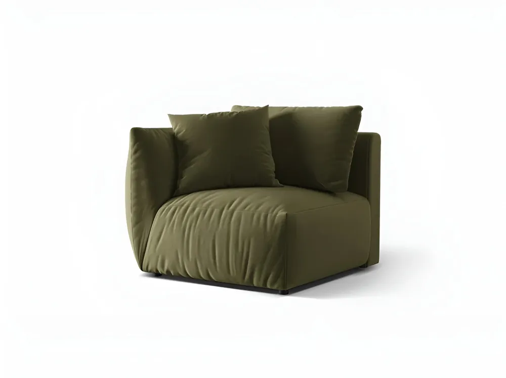 Sofa modulární sametová CHRIS - levý prvek světle zelený
