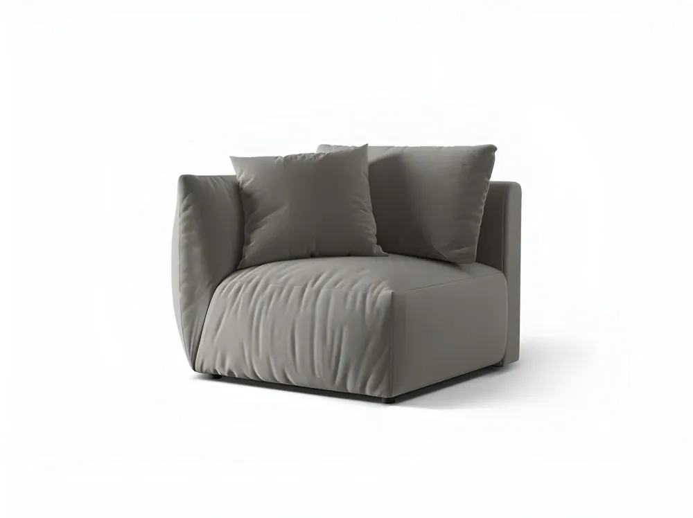 Sofa modulární sametová CHRIS - levý prvek šedý