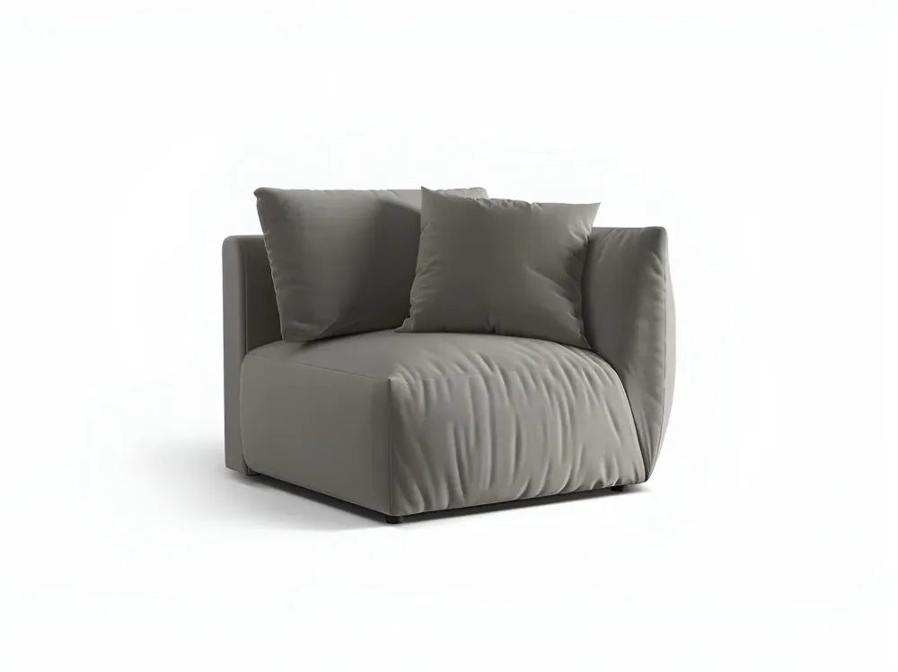 Sofa modulární sametová CHRIS - pravý prvek šedý