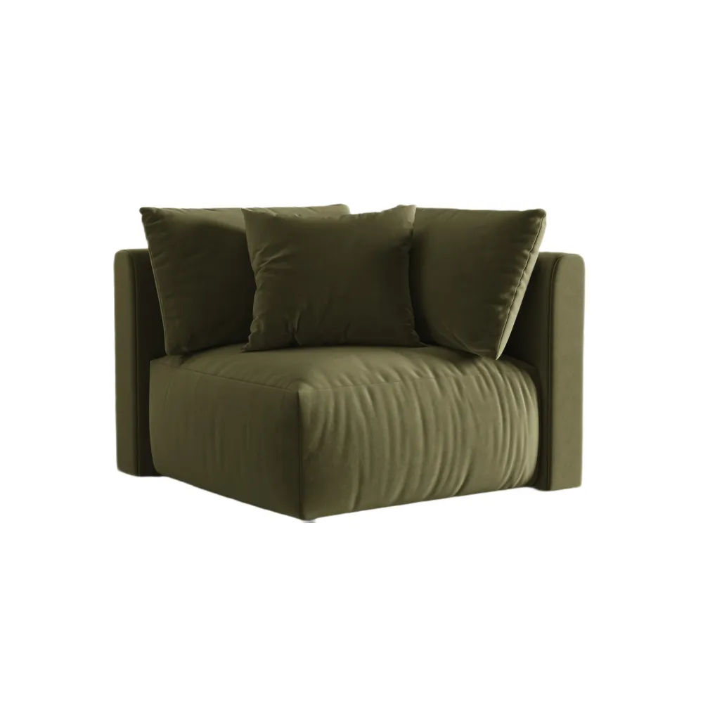 Sofa modulární sametová CHRIS - rohový prvek světle zelený