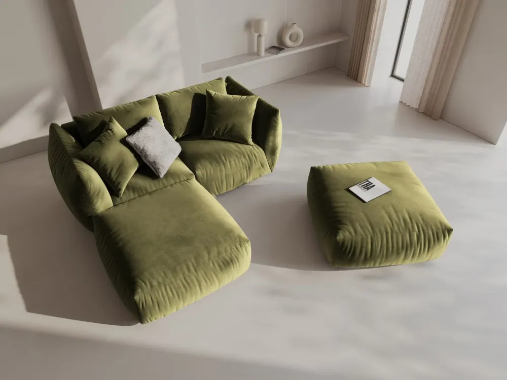 Sofa modulární sametová CHRIS - rohový prvek světle zelený