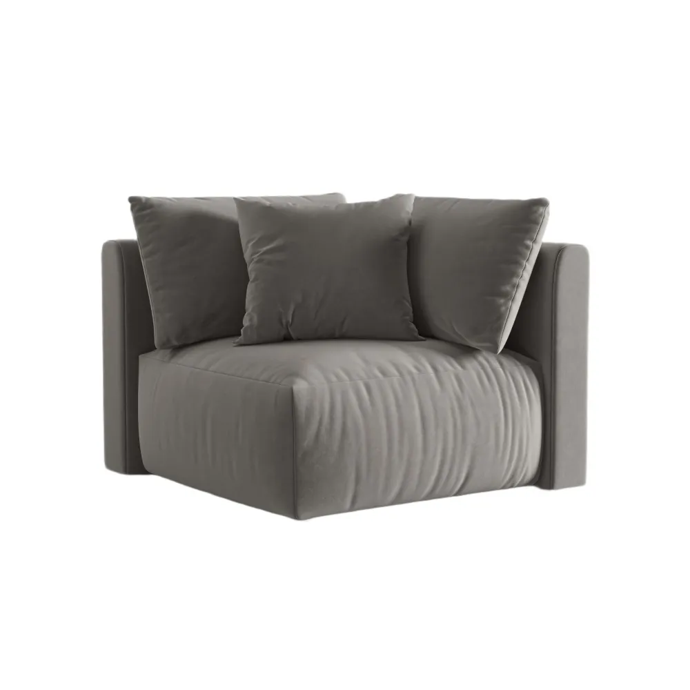Sofa modulární sametová CHRIS - rohový prvek šedý