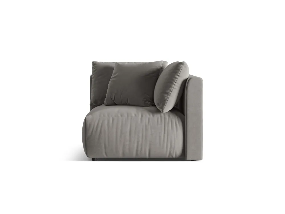 Sofa modulární sametová CHRIS - rohový prvek šedý