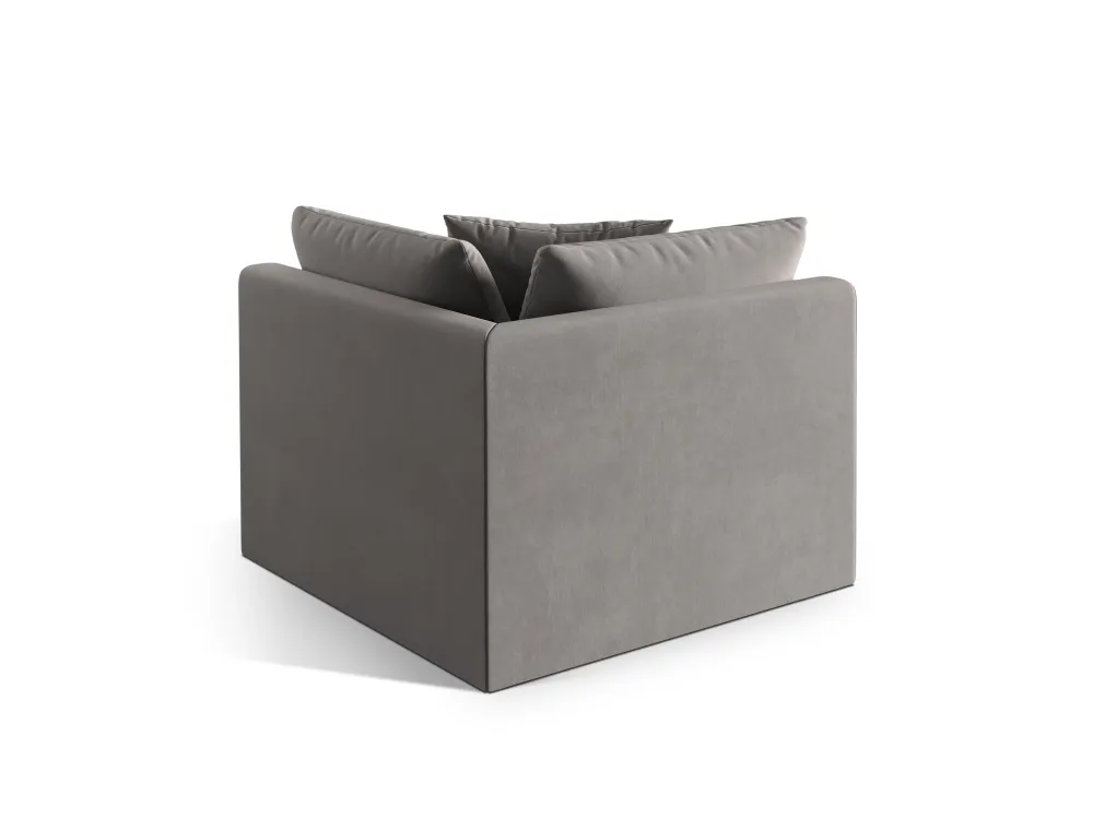 Sofa modulární sametová CHRIS - rohový prvek šedý