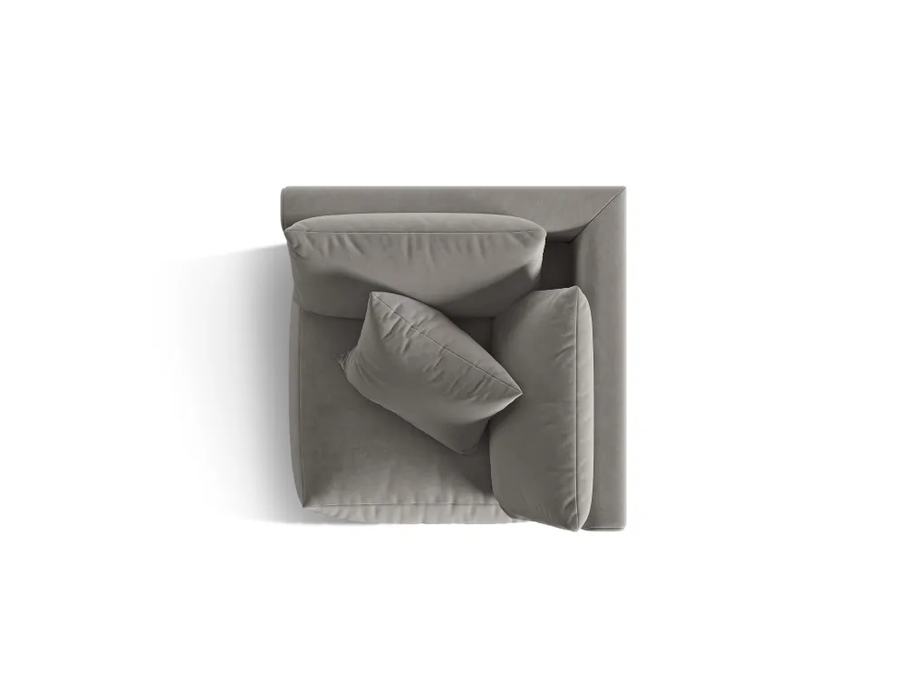 Sofa modulární sametová CHRIS - rohový prvek šedý