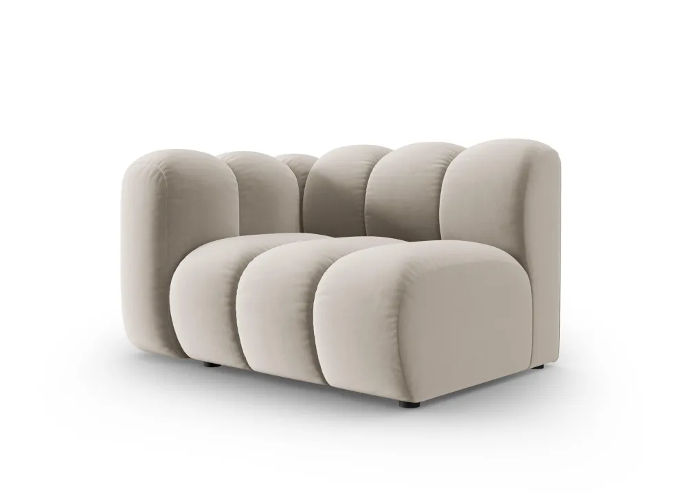 Sofa modulární sametová levostranná LUPINE béžová - koncový prvek